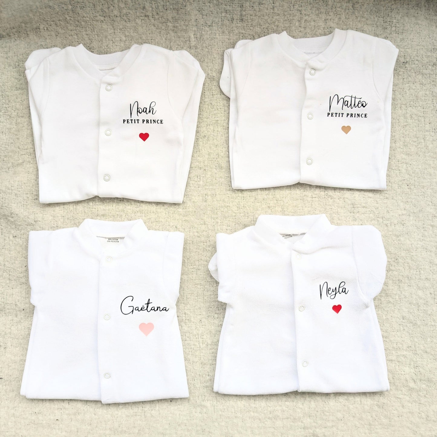 4 pyjamas velours personnalisé Noah mattéo Gaetana et Neyla