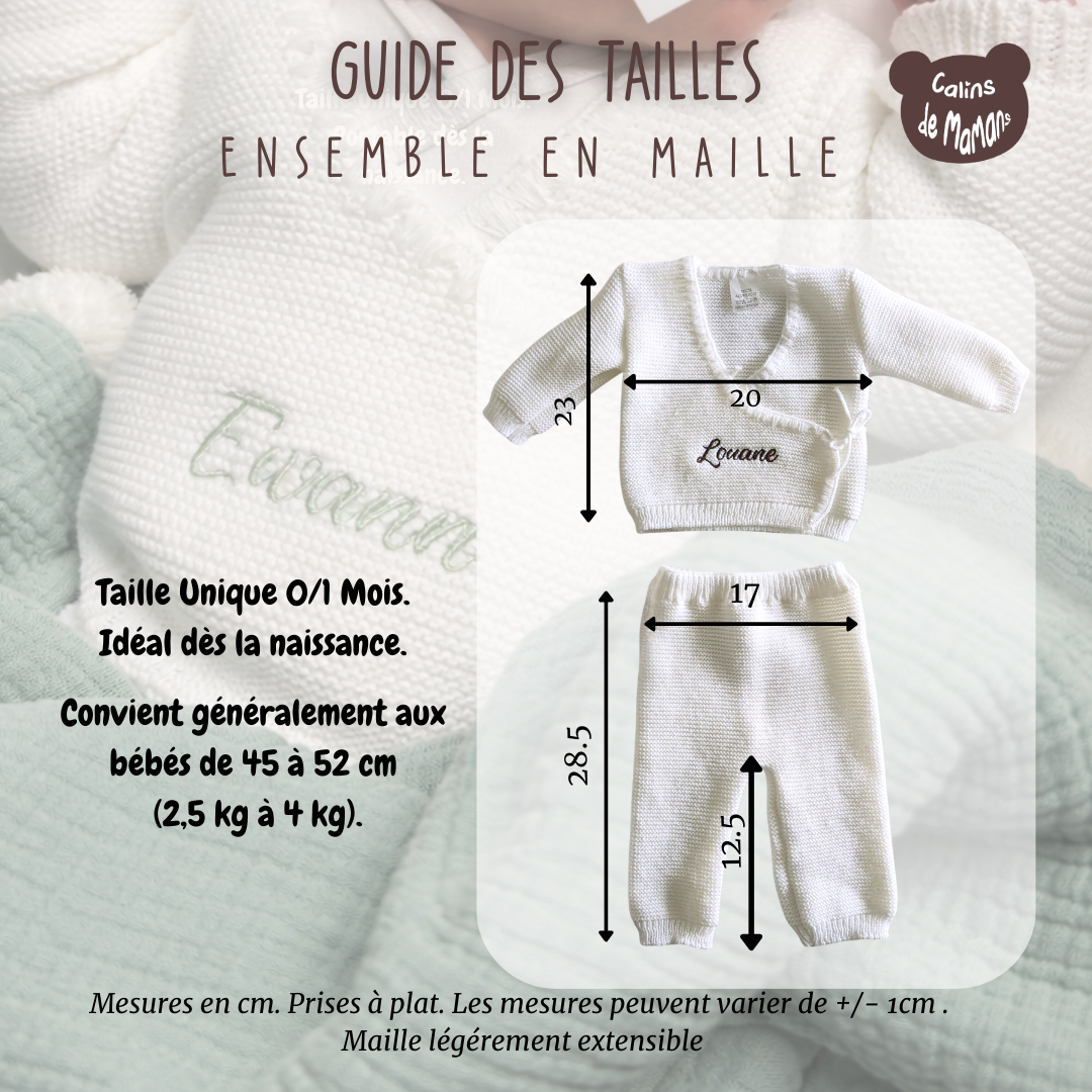 Ensemble bébé en tricot personnalisé–Prénom brodé