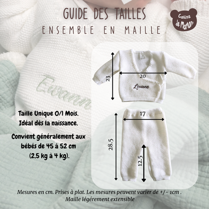 Ensemble bébé en tricot personnalisé–Prénom brodé