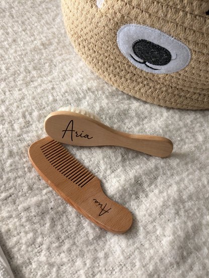 Brosse et peigne bébé personnalisés - Cadeau de naissance Calins de Mamans