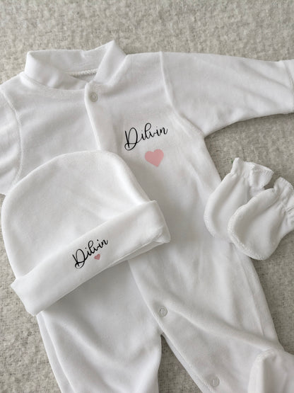Ensemble bébé fille hiver en velours chaud