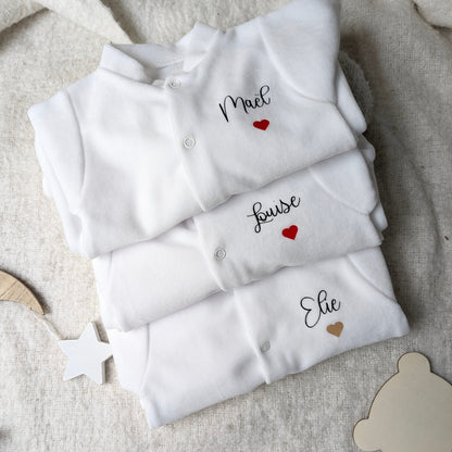 Pyjamas  avec prénom et petit coeur chauds