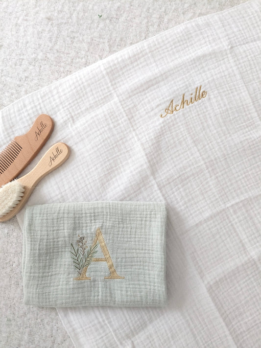 Langes Bébé personnalisé  brodé au prénom de Bébé