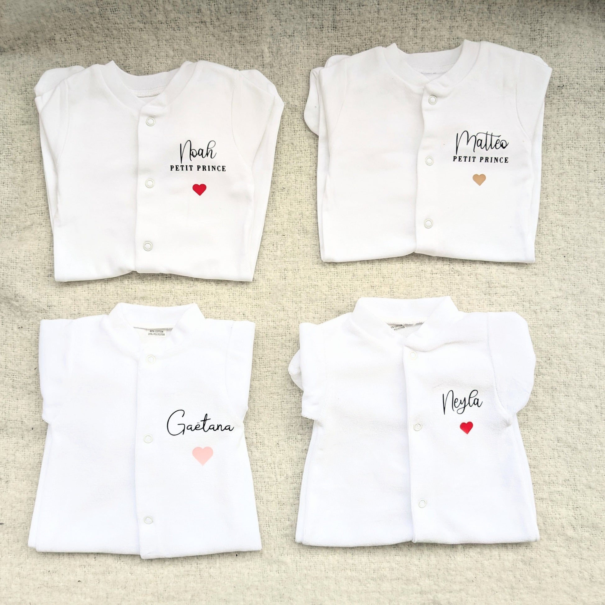 4 pyjamas velours personnalisé Noah mattéo Gaetana et Neyla